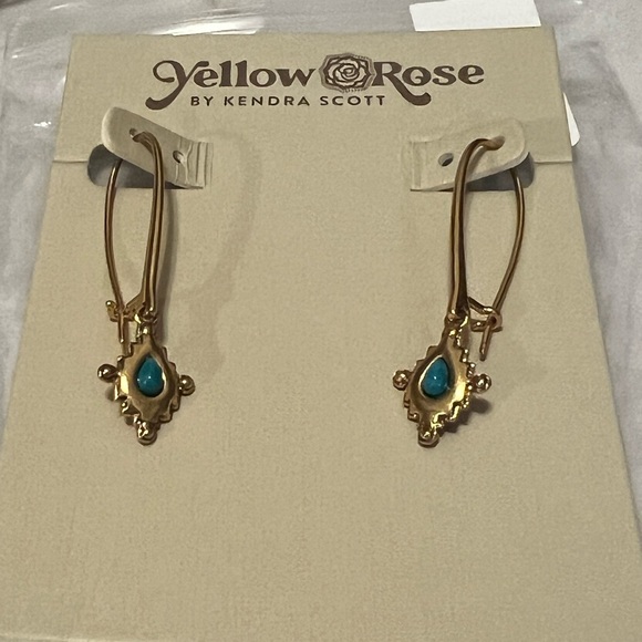 NWT Yellow Rose by Kendra Scott Earrings Gold Turquoise - Picture 1 of 3